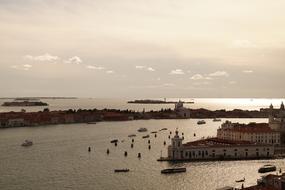Beautiful and colorful Venice, among the water, in Italy, in sunlight