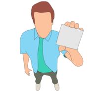 man showing card drawing