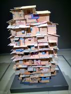 tower made of cardboard boxes as an installation