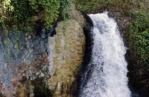 stone wall waterfall
