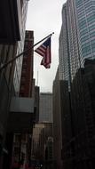 Flag of USA, on the building in Chicago, Illinois, USA