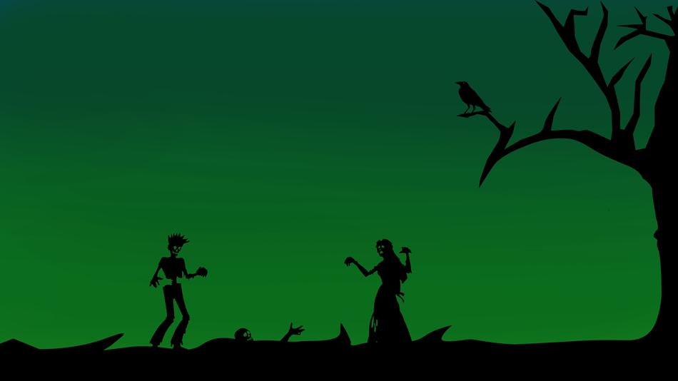 zombies silhouette girl boy drawing