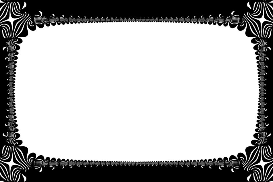 White image in the black and white frame with shapes, clipart