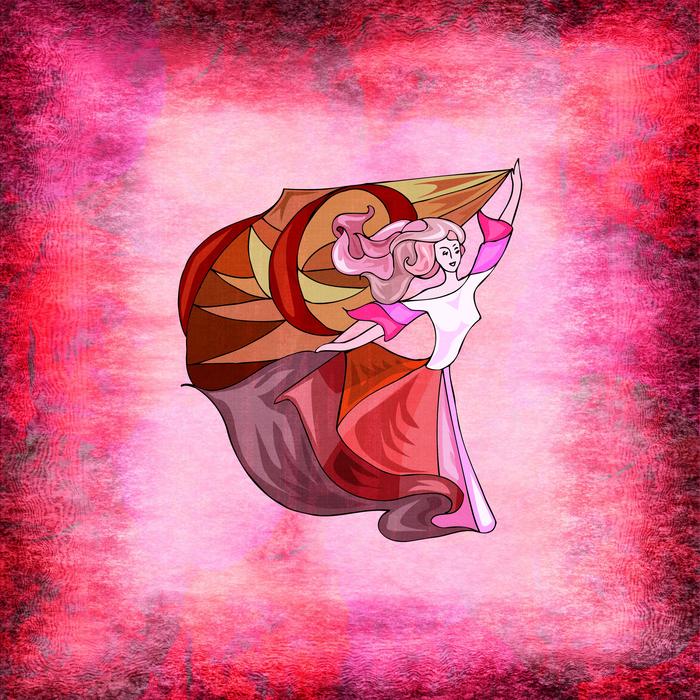 pink dress abstract square woman