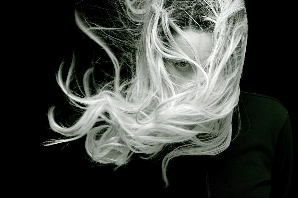 portrait of windy hair girl