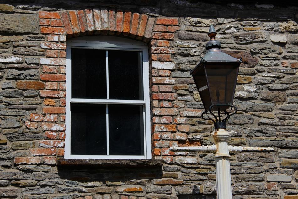 stone House Window and street lamp