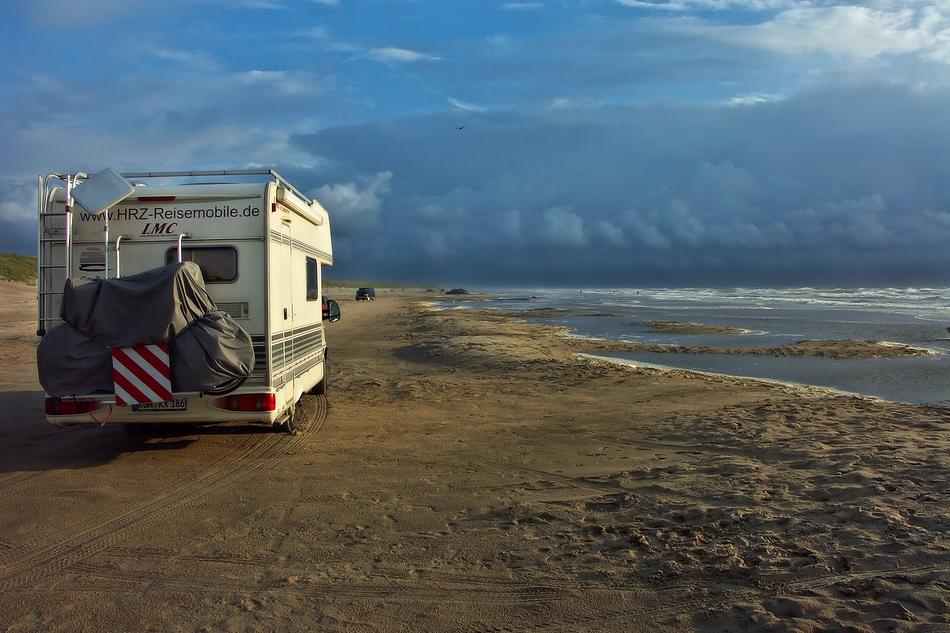 old mobile home by the sea