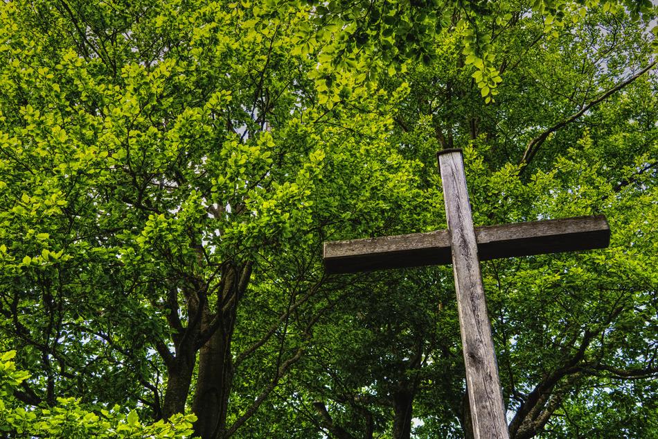 The green view of the cross is beautiful