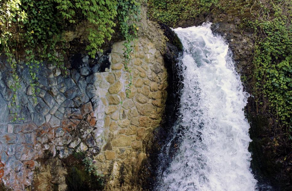 stone wall waterfall