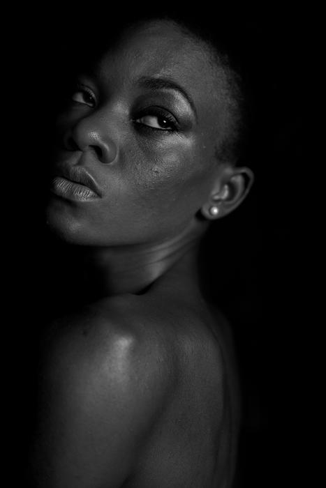 Beautiful girl photographed from the side