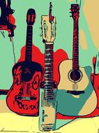 guitars music art drawing