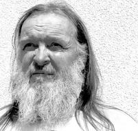 black white portrait of a bearded man