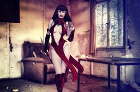 dark room woman artfully vampire