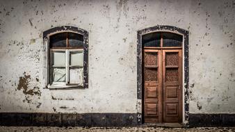 Facade House old wood door