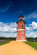 lighthouse on the banks of the pond Moritzburg Castle
