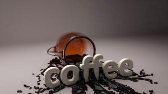 coffee lettering on a background of beans