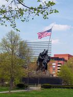 nautical statue with american flag