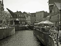 Sweden city black and white