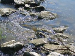 water stream on stones on a sunny day
