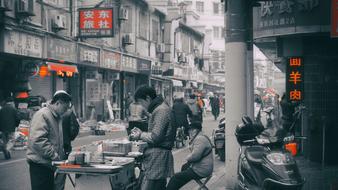 black and white photo of people