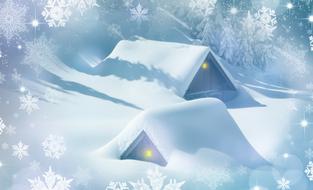 christmas snowy houses background