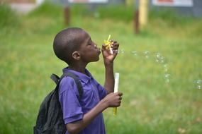 Child Game Bubbles green grass