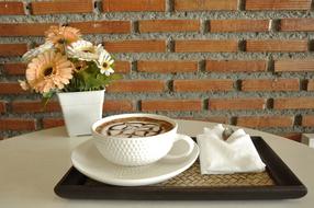 sweet coffee on a tray
