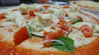 pizza with tomatoes and cheese