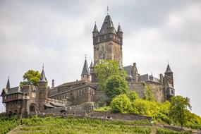 view of the castle on the hill near the Mosel river