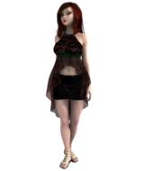 3d model of the girl in black dress, with the make-up, at white background