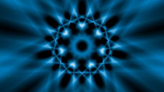 Blue heptagon pattern with lights, at black background, clipart