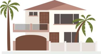 clip art of house modern and palm trees