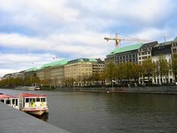 city Architecture and boat River