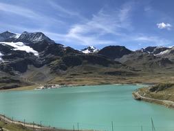 blue lake in beautiful mountains