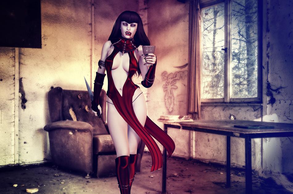 dark room woman artfully vampire