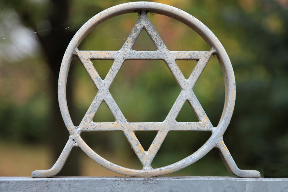 Star Jewish statue close-up on blurred background