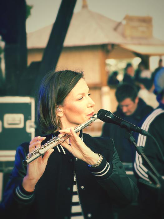 Smatanova playing on a musical instrument on a festival in Senec, Slovakia