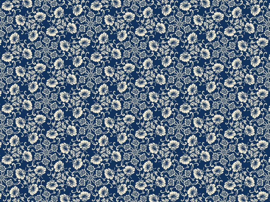 A mosaic of flowers on a blue background