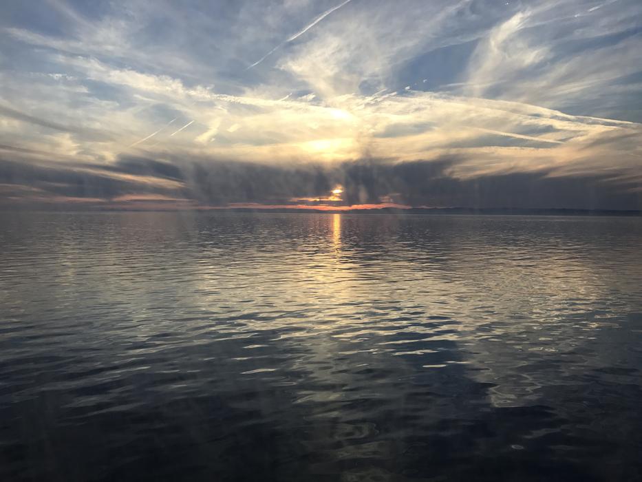 view of Mediterranean sea at Sunset