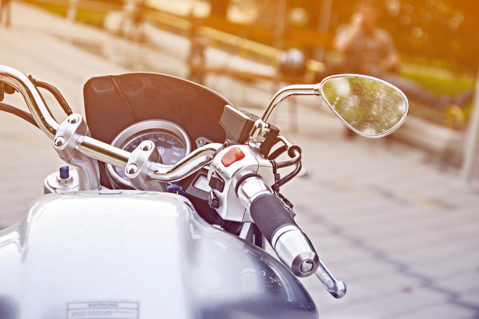 motorcycle with a mirror close up