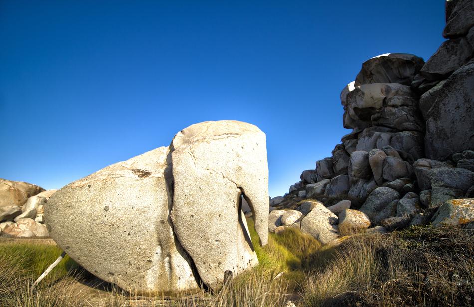 big rock on the grass
