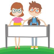 kids with banner as illustration