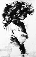 drawing painting of girl female hair