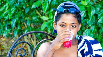 portrait of Child Boy Drink