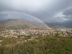 panoramic view of the rainbow over the city