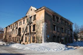 old House Demolition snow road