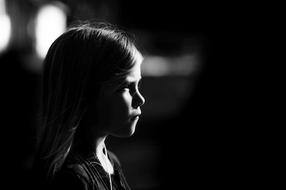 black and white light profile of girl