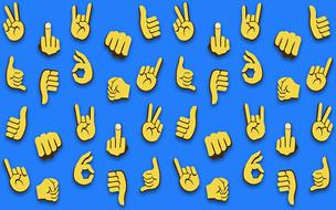 emojis hands fingers blue background