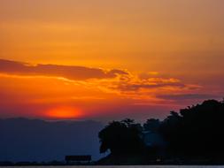 Sunset orange sky view