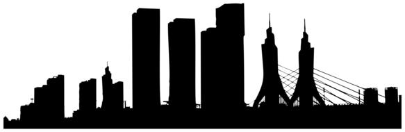 cityscape as a black silhouette on white